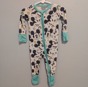 Little Sleepies Disney Mickey Mouse Footie - Black and Teal